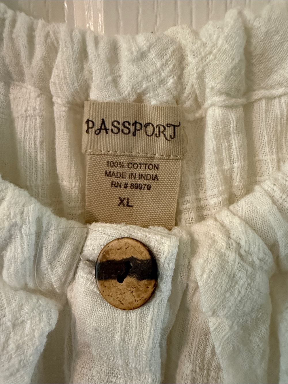 Passport White Ruffled Off-Shoulder Button Front Top - Picture 2 of 6
